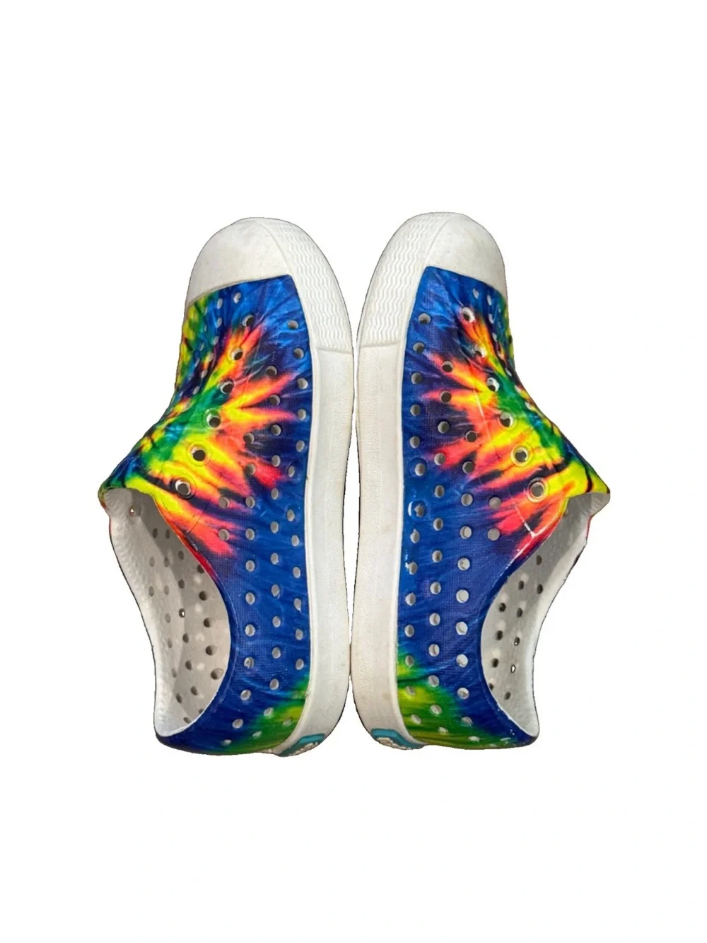 NATIVE Jefferson Tie Dye Rainbow Waterproof Slip On Play Shoes Unisex Size C7